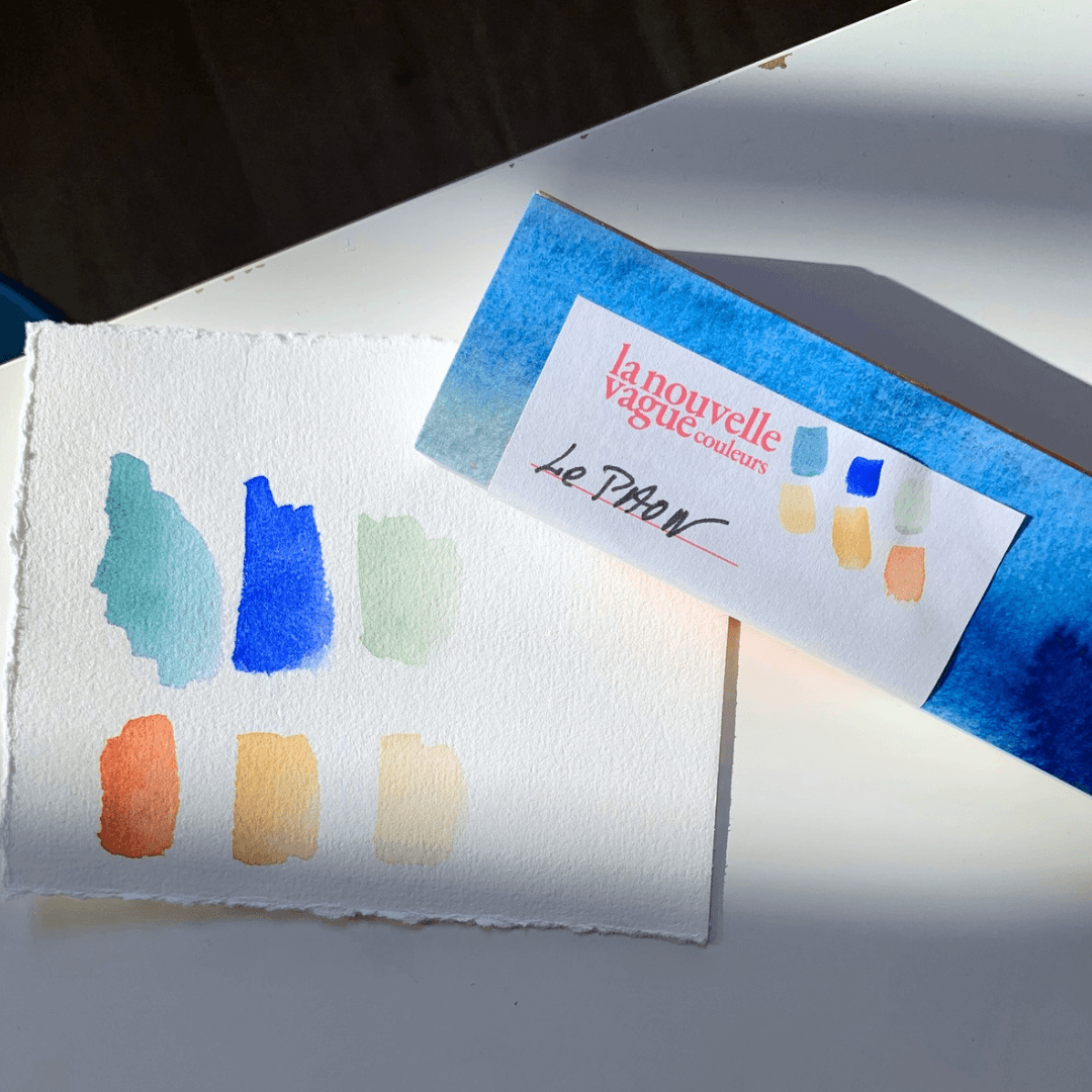 NOUVEAU - Boîte 6 aquarelles artisanales - Le PAON