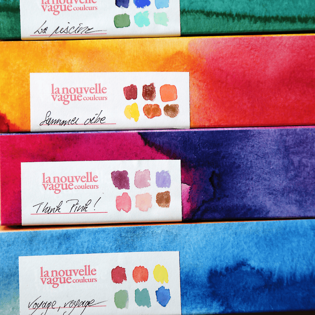 Boîte 6 aquarelles artisanales - La Piscine