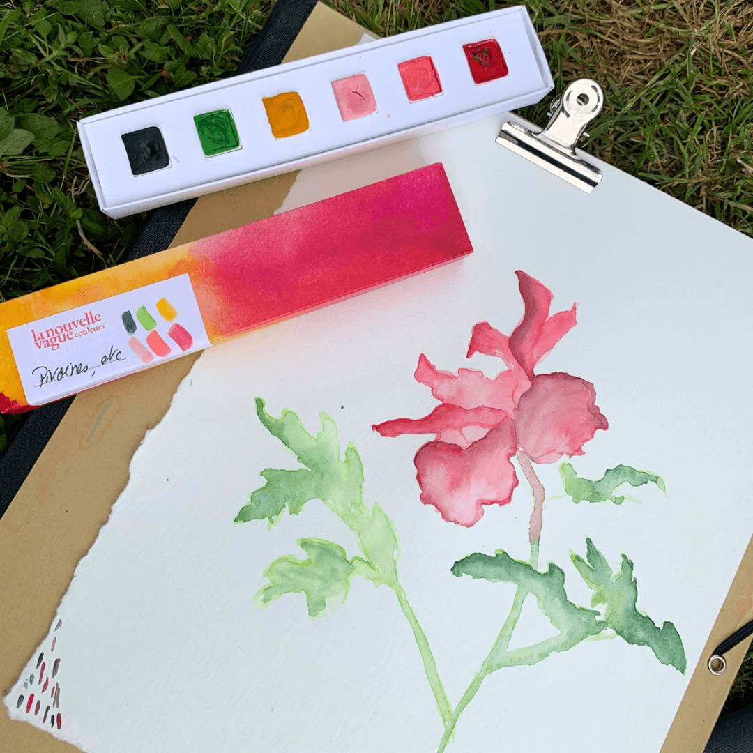 NOUVEAU - Boîte 6 aquarelles artisanales - Pivoines, etc
