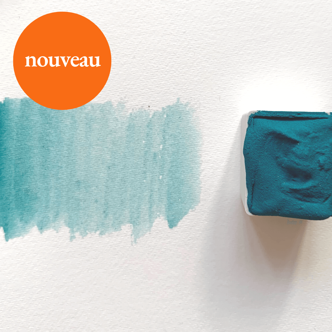 NOUVEAU - Aquarelle artisanale - Bleu vert Le Lac