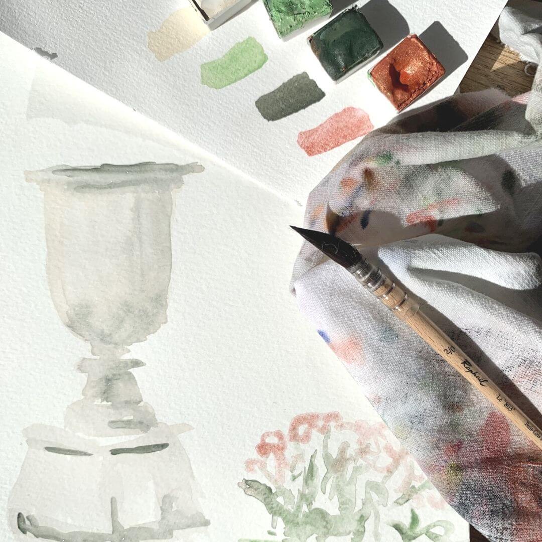 Aquarelle artisanale - Collection Jardin des Tuileries