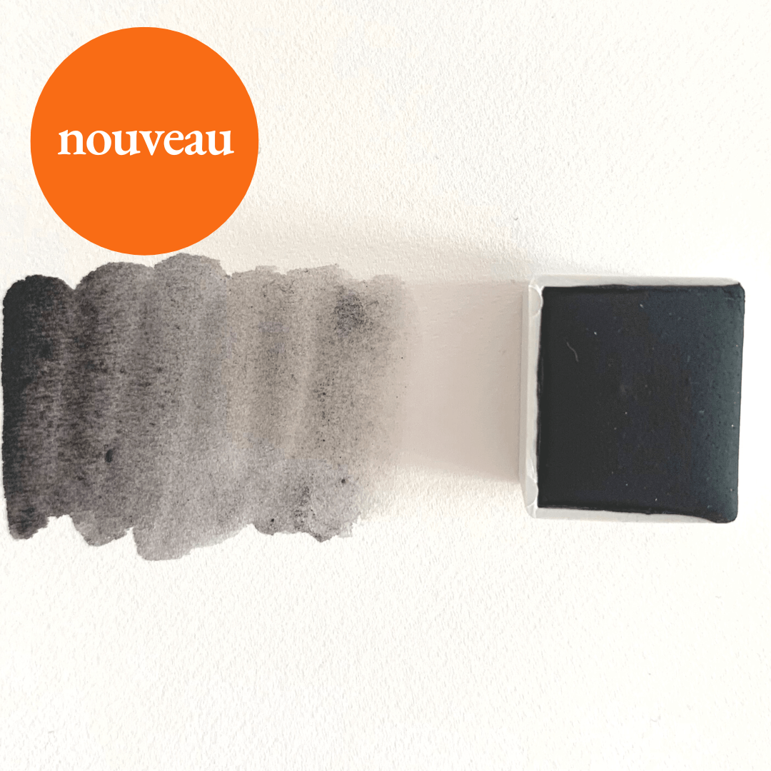 NOUVEAU - Aquarelle artisanale - Noir Pierre