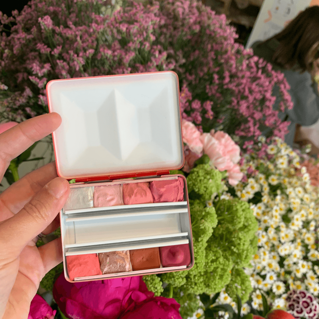 Aquarelle artisanale - Palette un bouquet de fleurs!