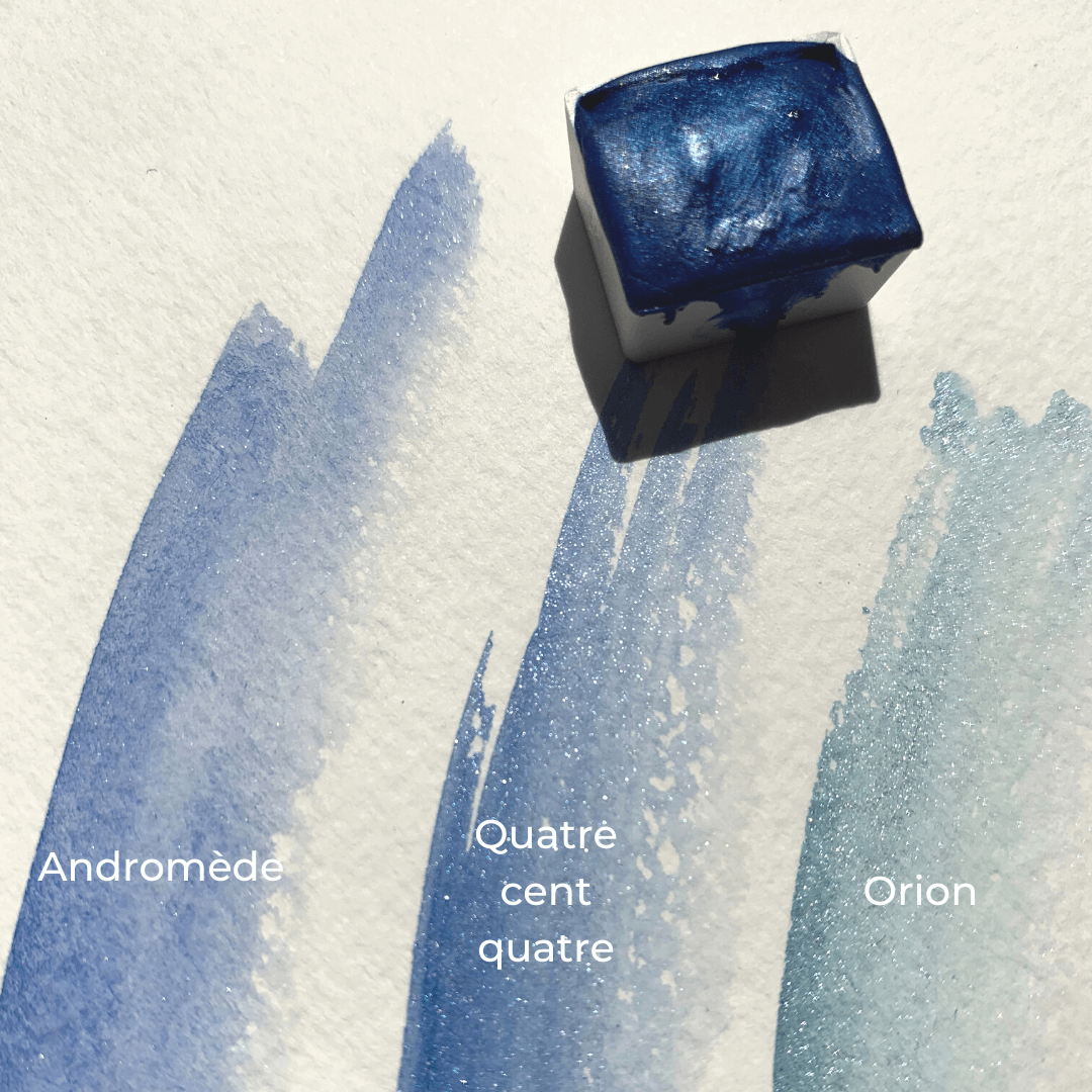 NOUVEAU - Aquarelle à paillettes artisanale - Bleu Quatre cent quatre