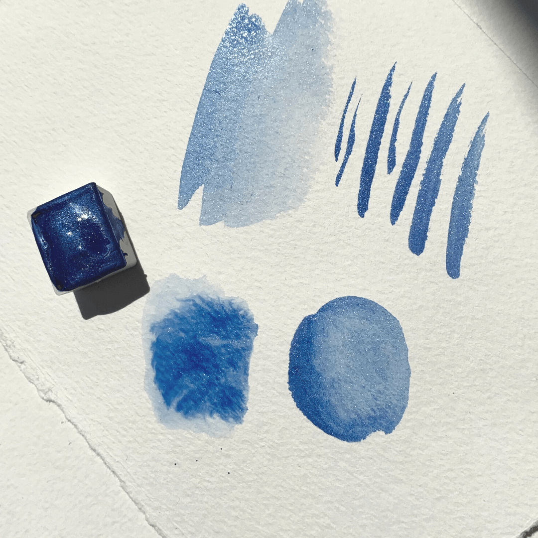 NOUVEAU - Aquarelle à paillettes artisanale - Bleu Quatre cent quatre