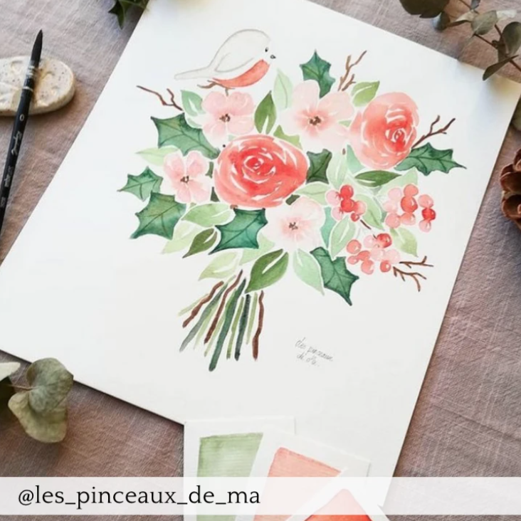 Aquarelle artisanale - Trio #octobrerose