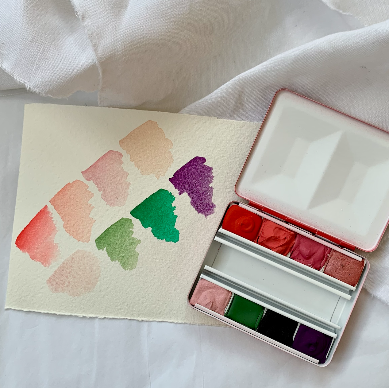 Aquarelle artisanale - La palette Flower Power !