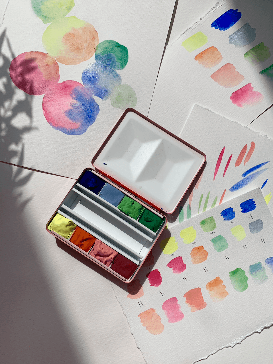 Aquarelle artisanale - La Palette de l'été !