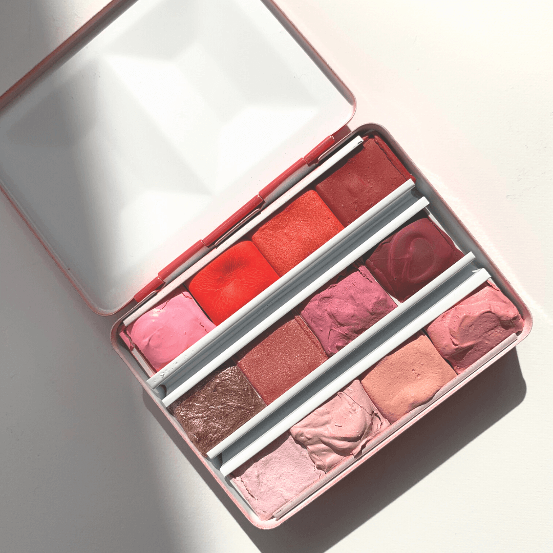 Aquarelle artisanale - Palette monochrome la vie en rose!