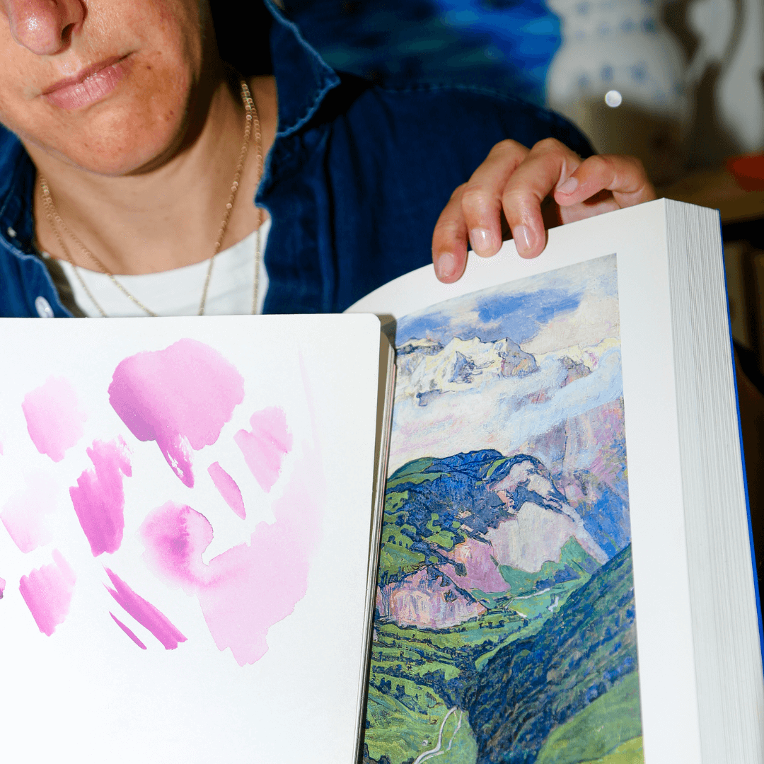 Aquarelle à paillettes artisanale - Rose mauve Ferdinand