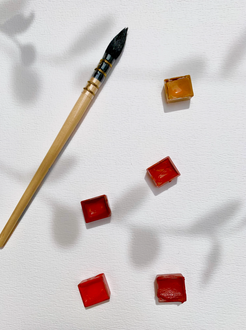 Aquarelle artisanale - Brun rose Sunset