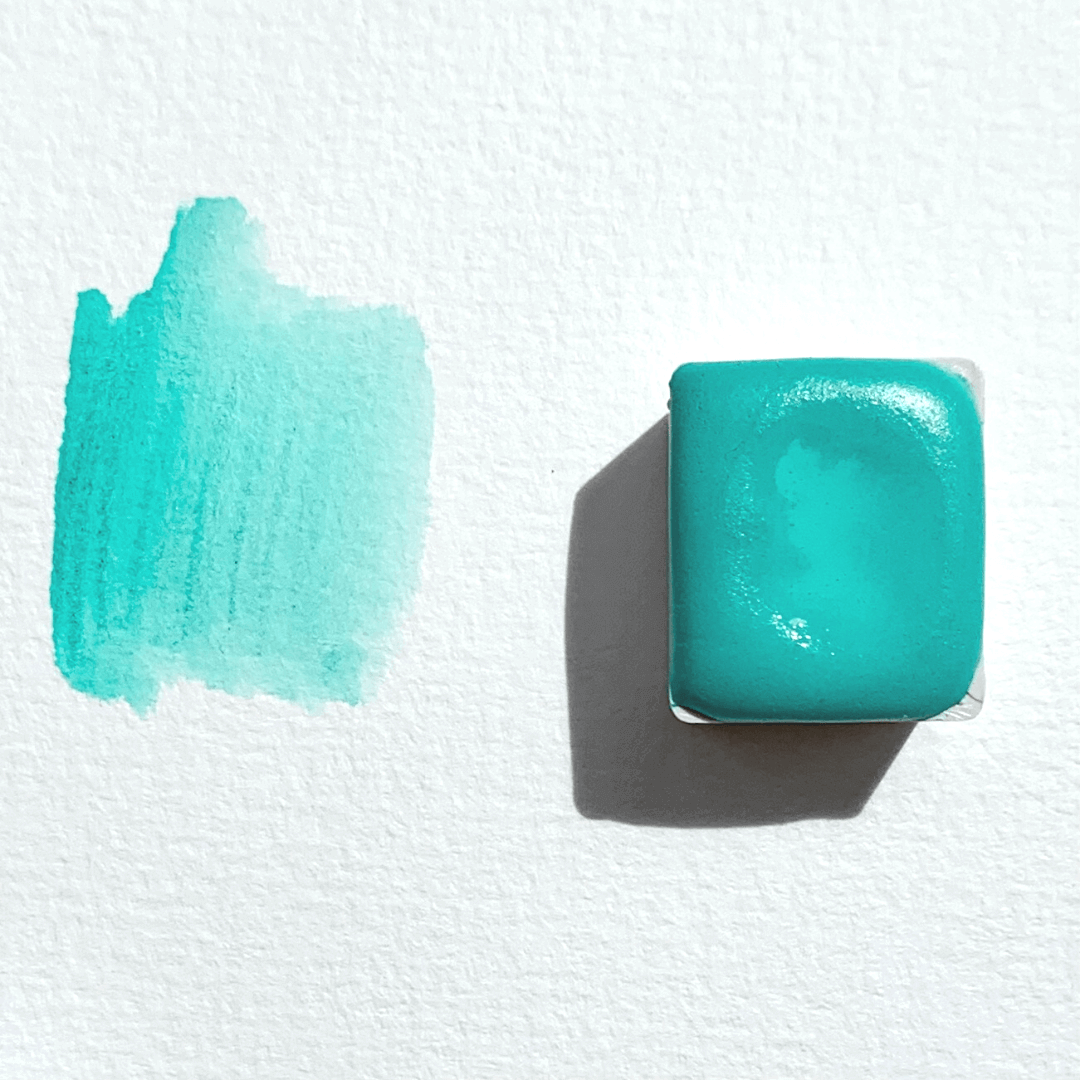 Aquarelle artisanale - Bleu Diabolo menthe