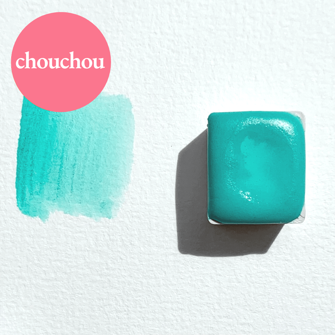 Aquarelle artisanale - Bleu Diabolo menthe