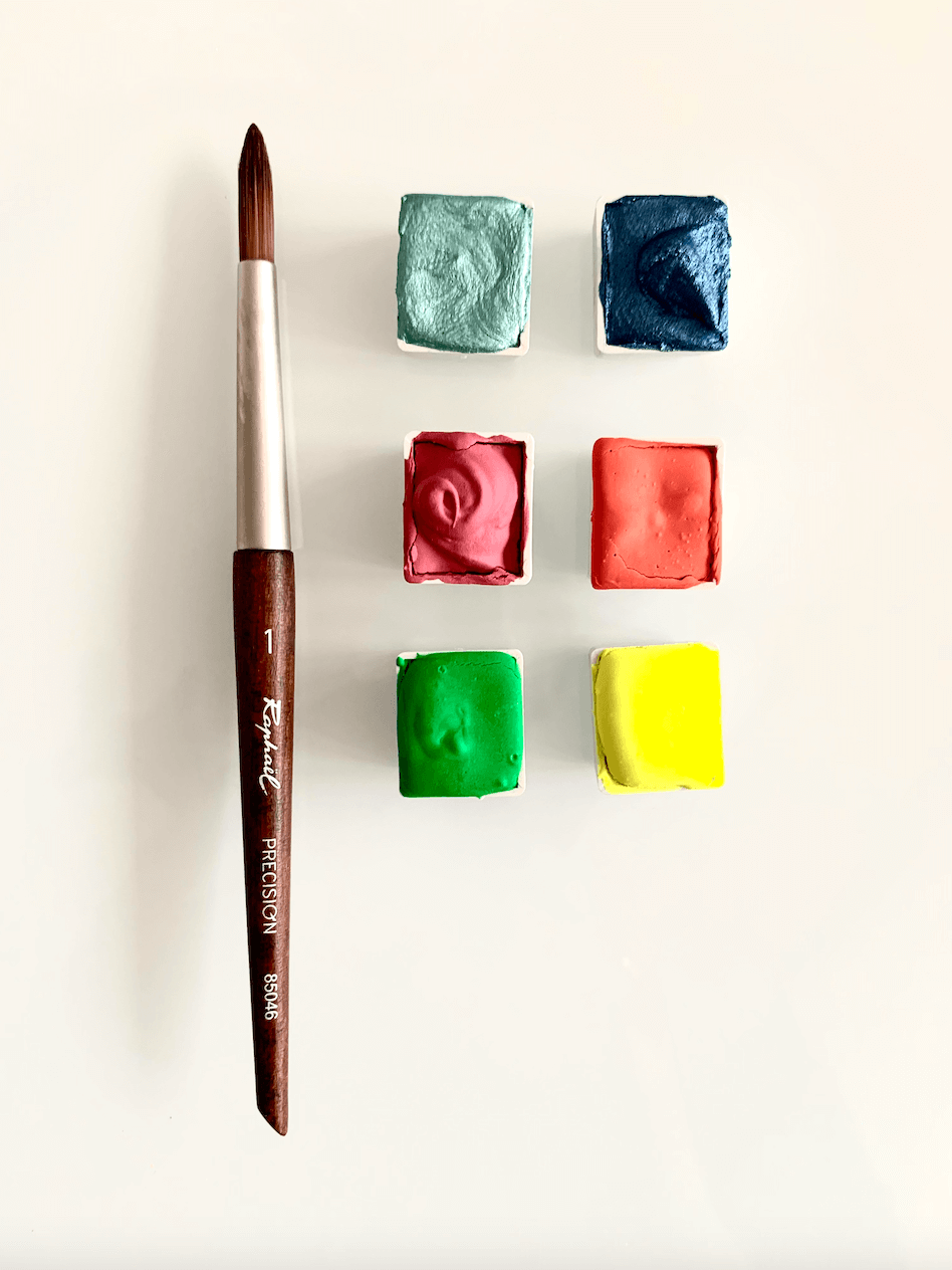 Aquarelle artisanale à paillettes - Bleu glacé