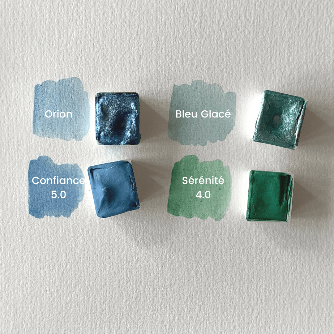 Aquarelle artisanale - Sérénité 4.0 - Vert Irisé