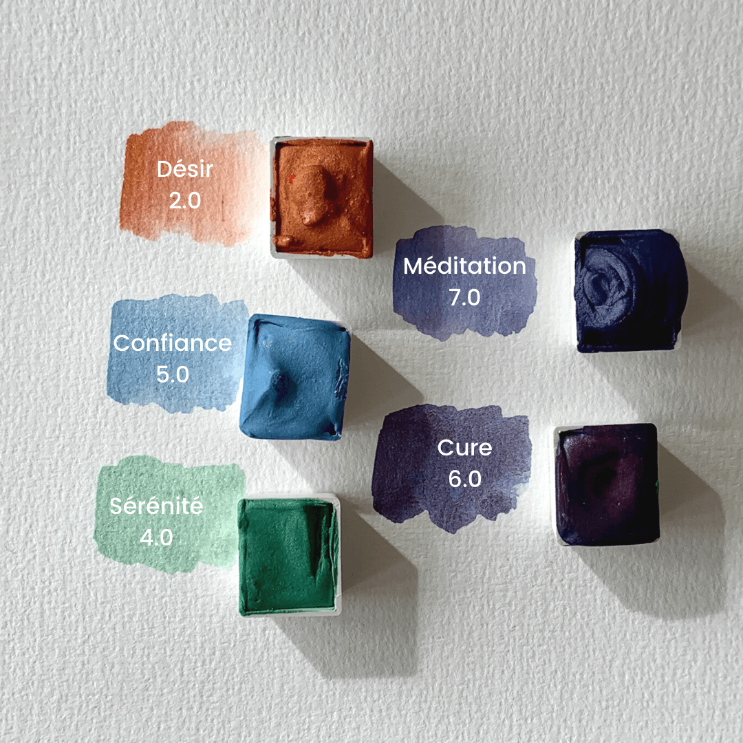 Aquarelle artisanale - Confiance 5.0 - Bleu Irisé