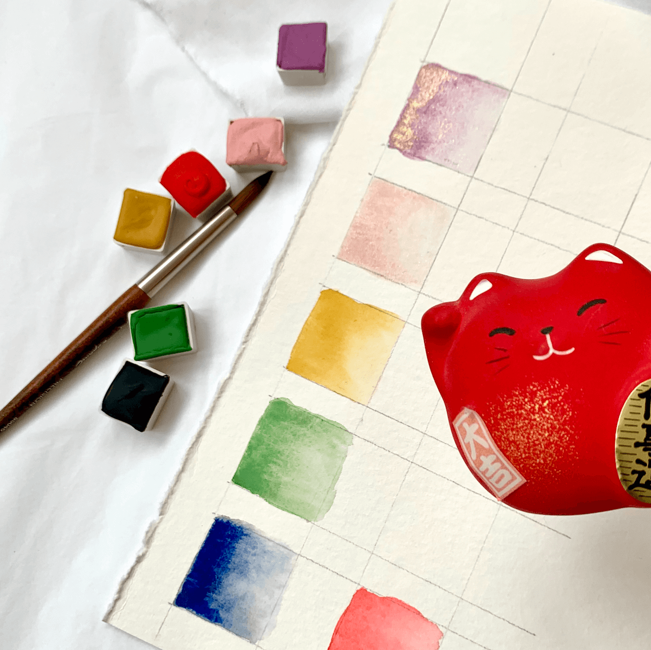 Aquarelle artisanale - Vert Matcha
