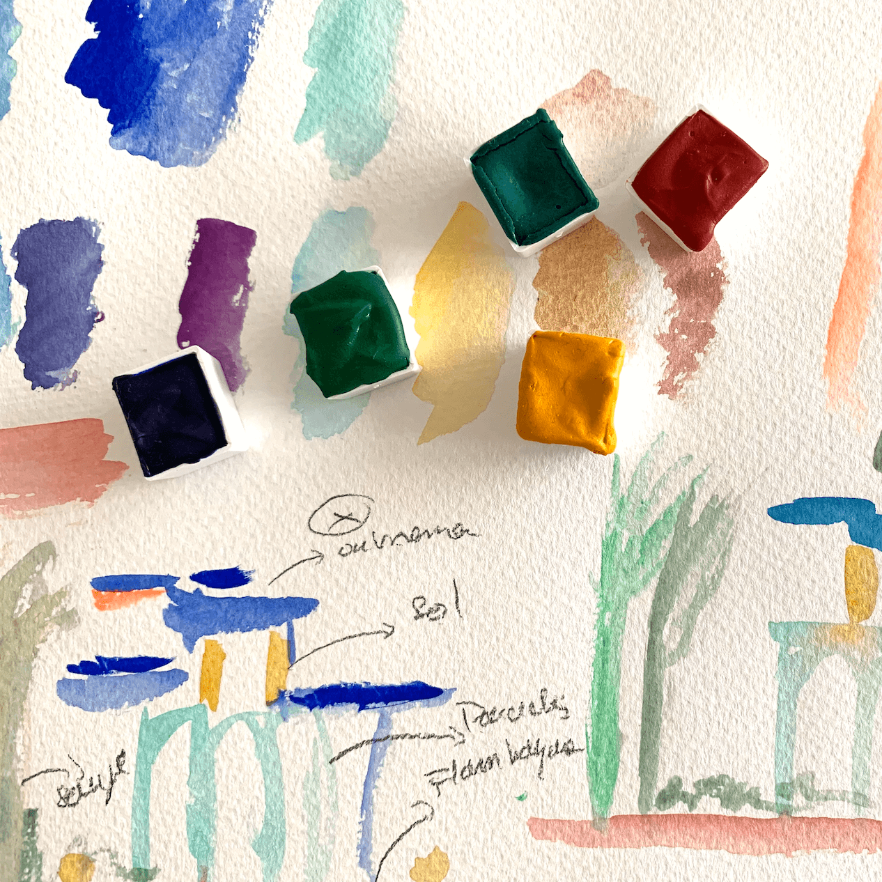 Aquarelle artisanale - Vert Cactus