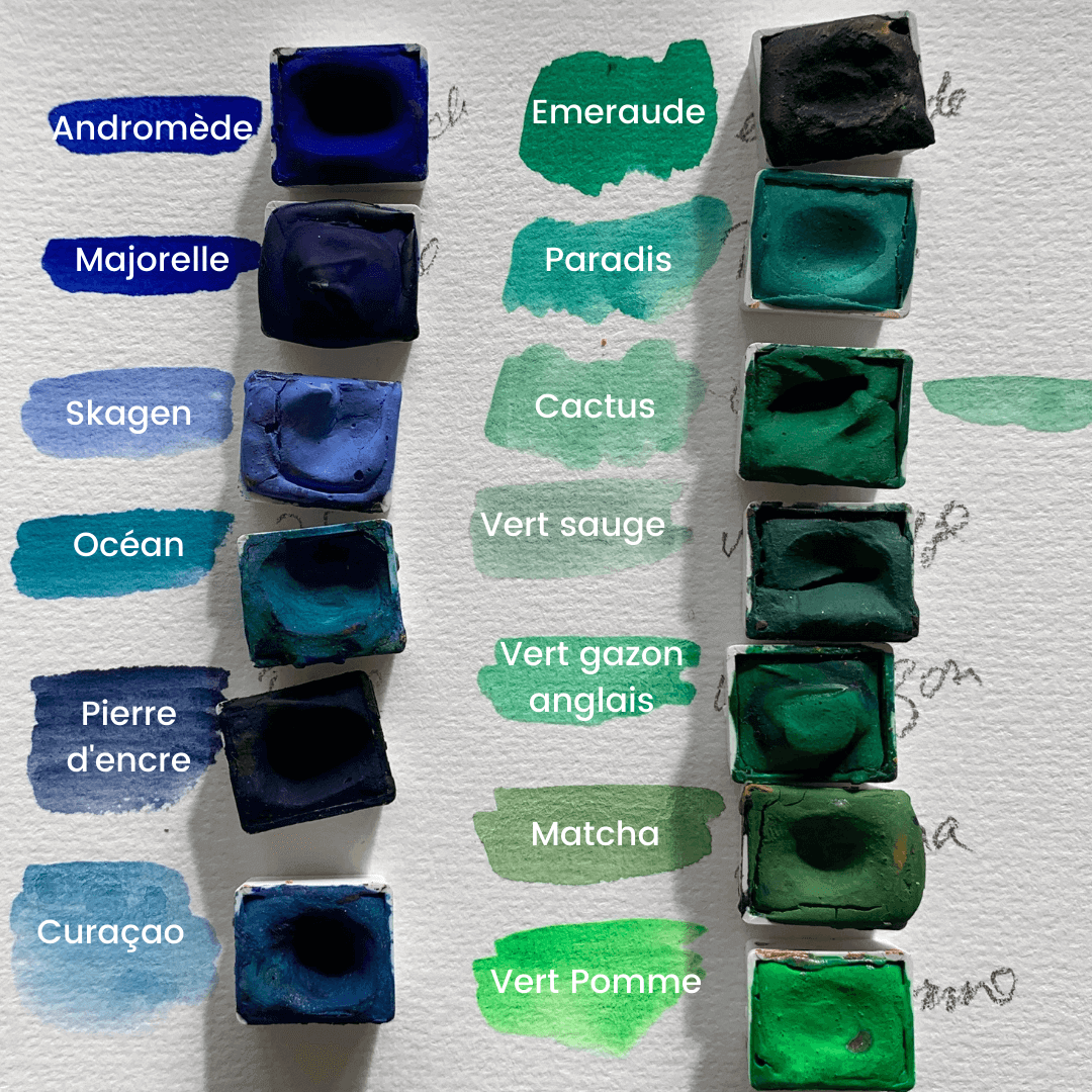 Aquarelle artisanale - Vert Matcha