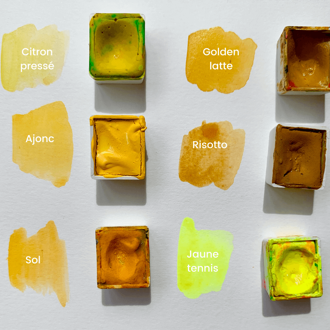 Aquarelle artisanale - Jaune Ajonc