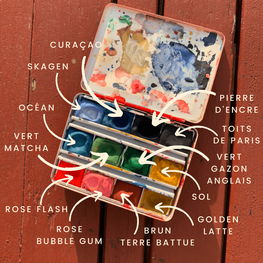 Aquarelle artisanale - Bleu Pierre d'encre