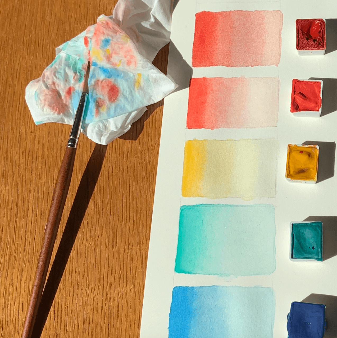 Aquarelle artisanale - Rose Corail Hibiscus