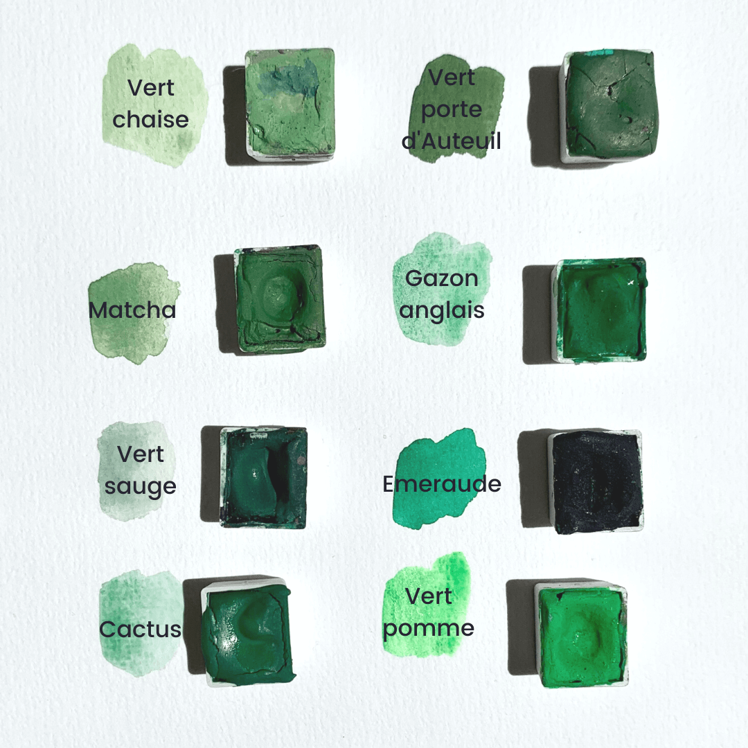 Aquarelle artisanale - Vert Matcha