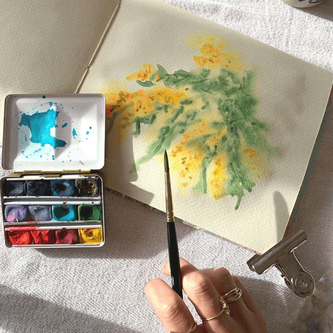 Aquarelle artisanale - Jaune Ajonc