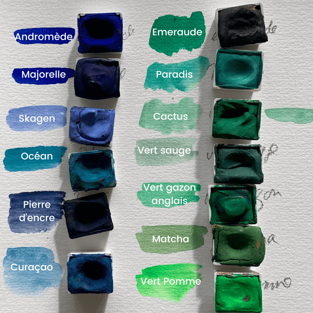 Aquarelle artisanale - Vert Emeraude