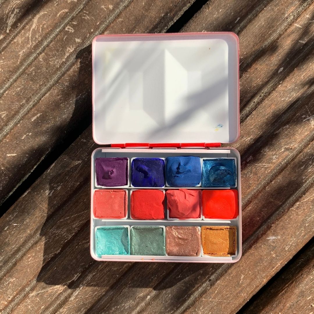 Petite palette aquarelle métal laqué à remplir - 5 couleurs disponibles