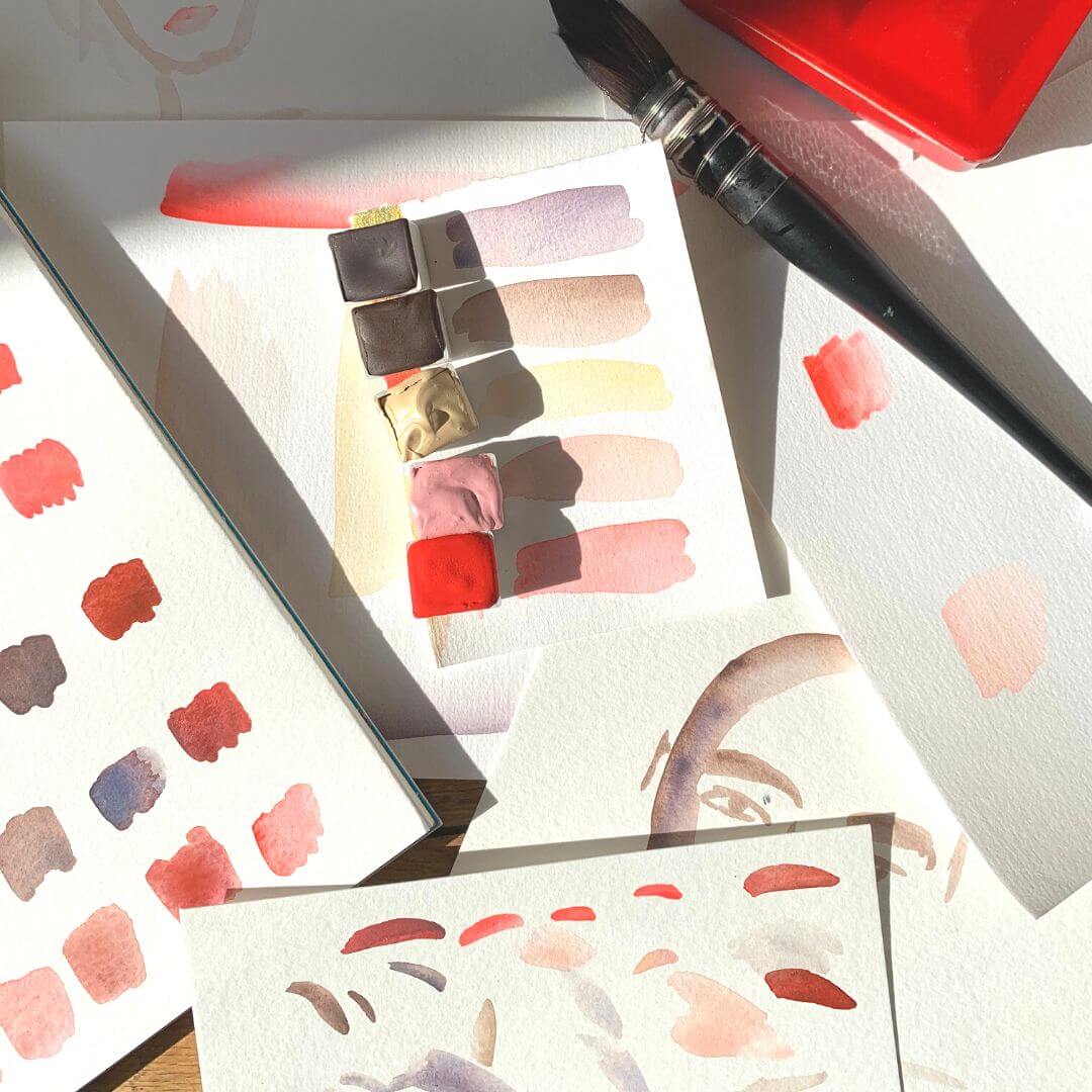 Aquarelle artisanale - Peau dorée