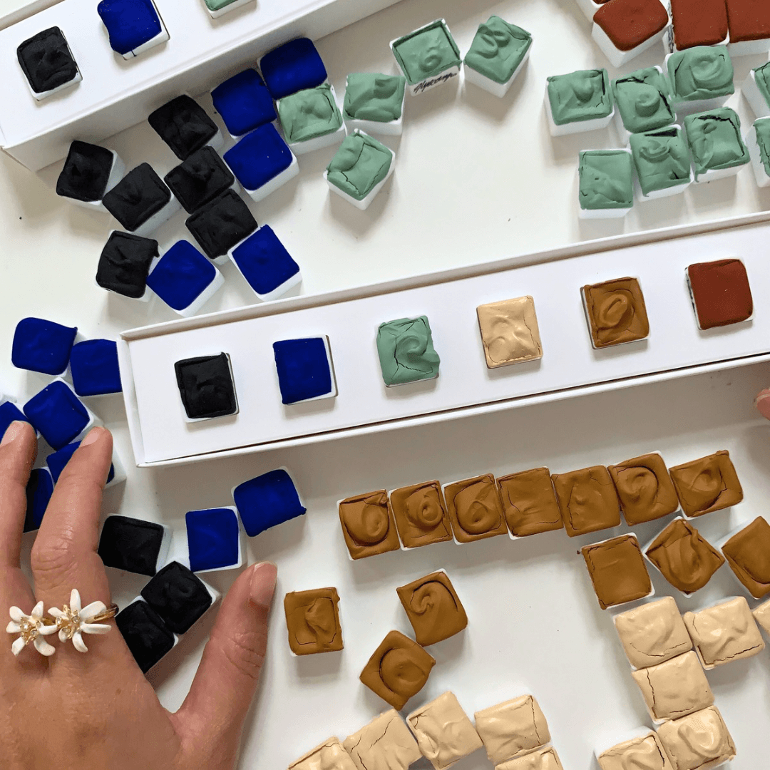 NOUVEAU - Boîte 6 aquarelles artisanales - Le PAON