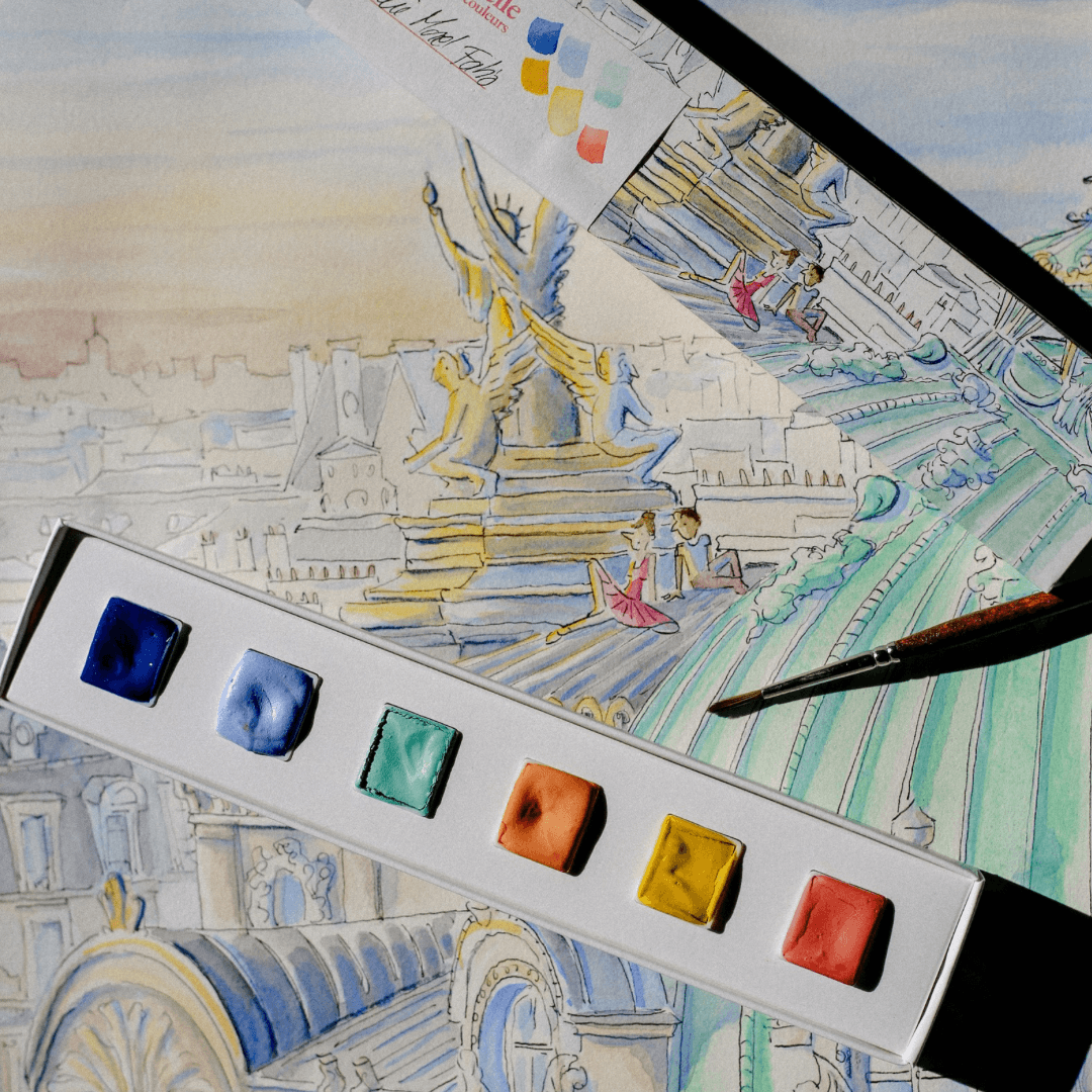 Boîte 6 aquarelles artisanales - Claire Morel-Fatio