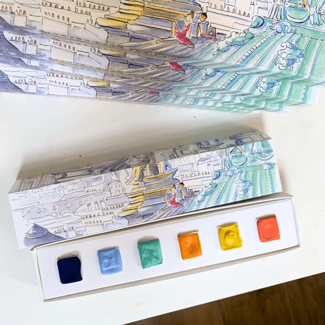 Boîte 6 aquarelles artisanales - Claire Morel-Fatio