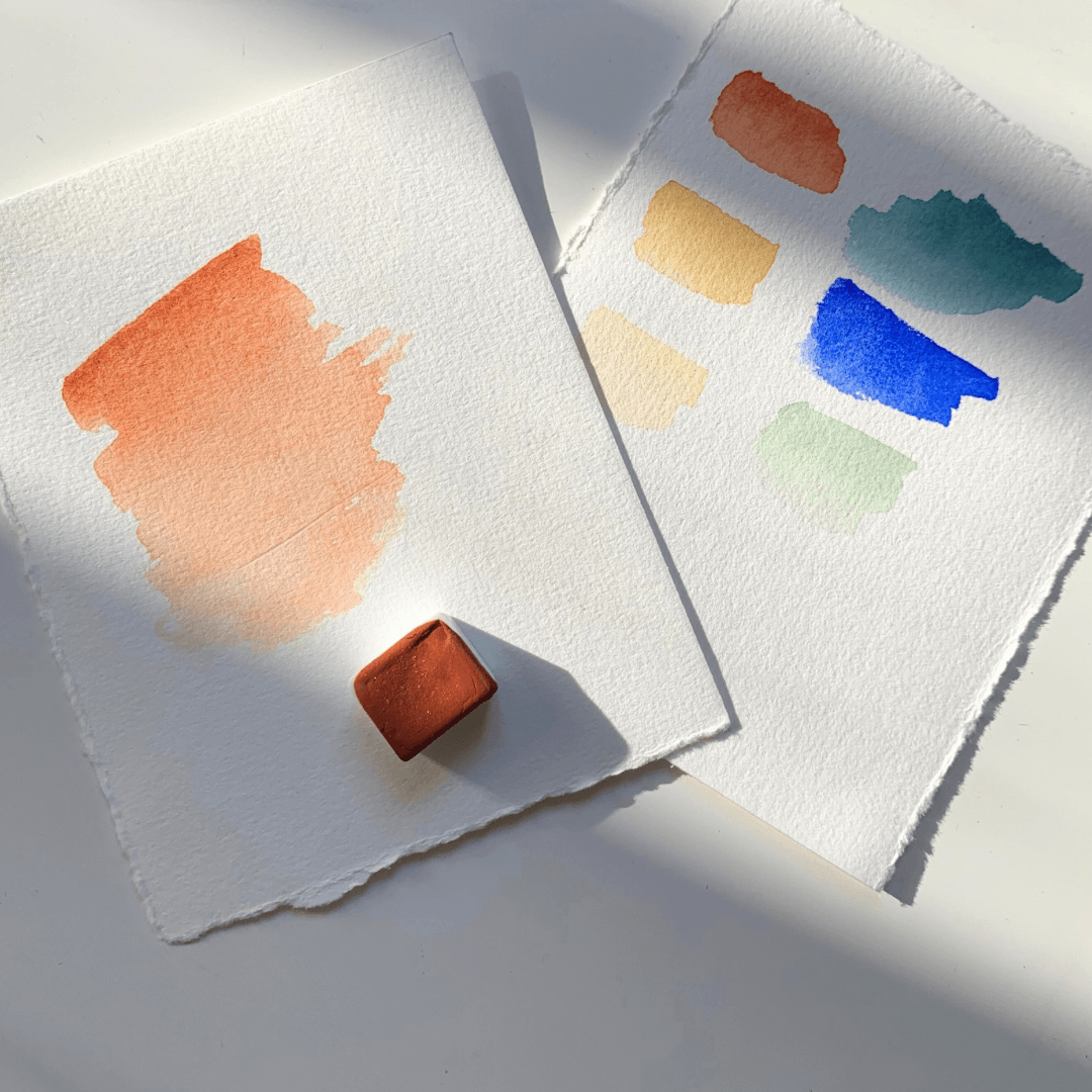 NOUVEAU - Boîte 6 aquarelles artisanales - Le PAON