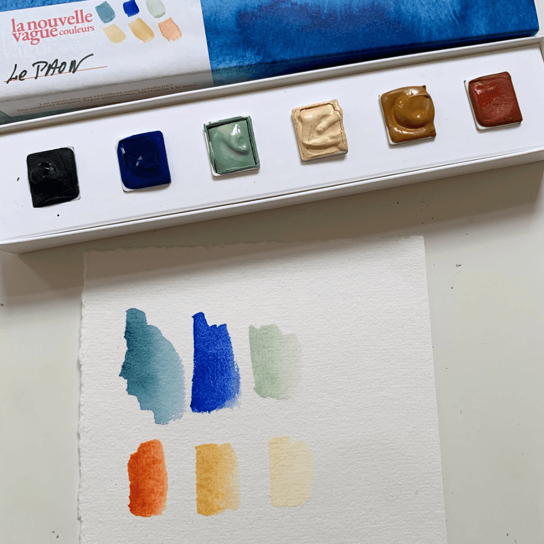 NOUVEAU - Boîte 6 aquarelles artisanales - Le PAON