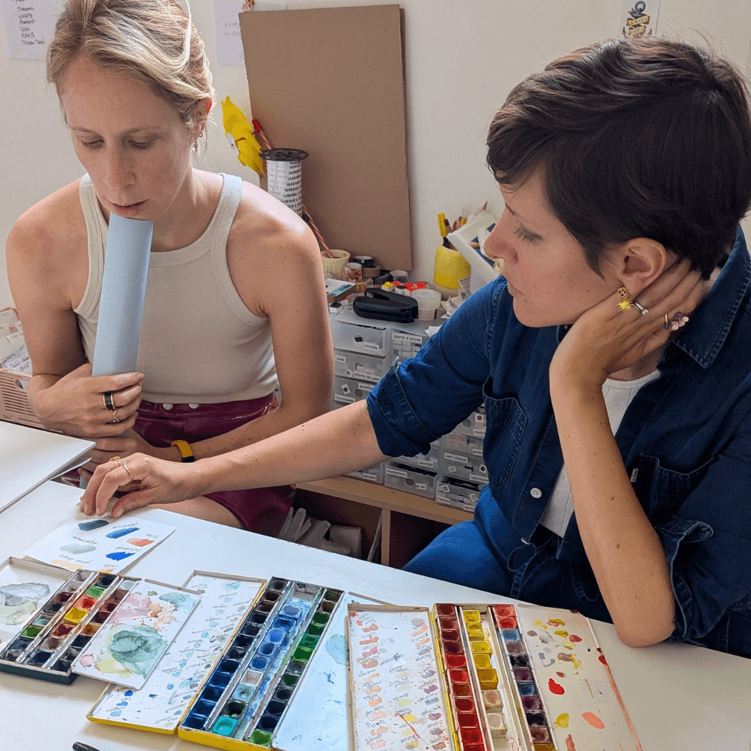 NOUVEAU - Boîte 6 aquarelles artisanales - Le PAON