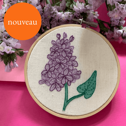 Kit à peindre et à broder - Lilas aux fils de couleur