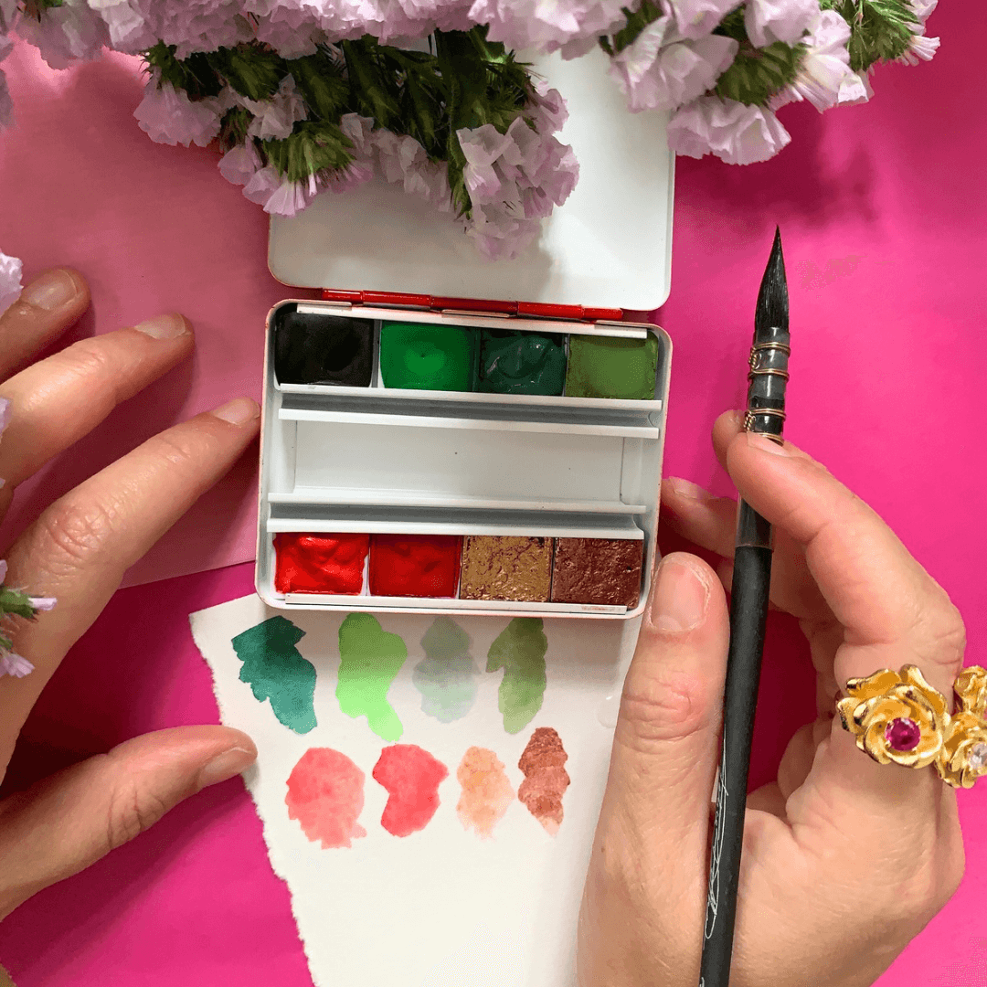 La palette d’aquarelle qui fait briller les cartes de Noël