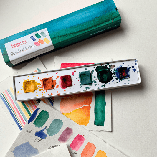 Boîte 6 aquarelles artisanales - Peindre le bonheur