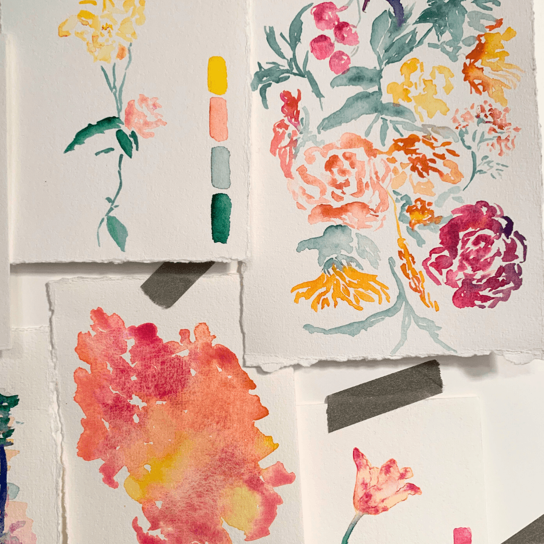 Boîte 6 aquarelles artisanales - Peindre le bonheur