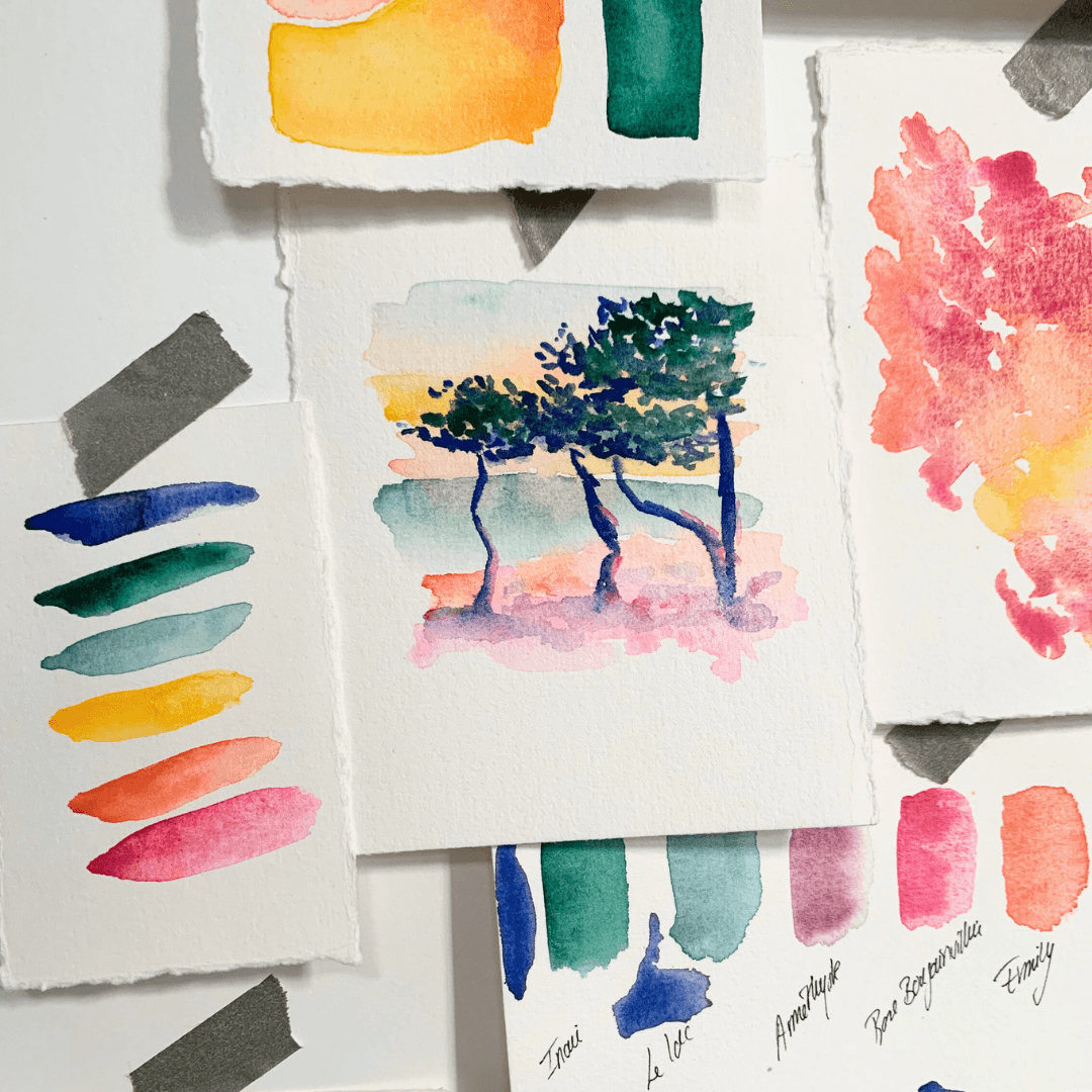 Boîte 6 aquarelles artisanales - Peindre le bonheur
