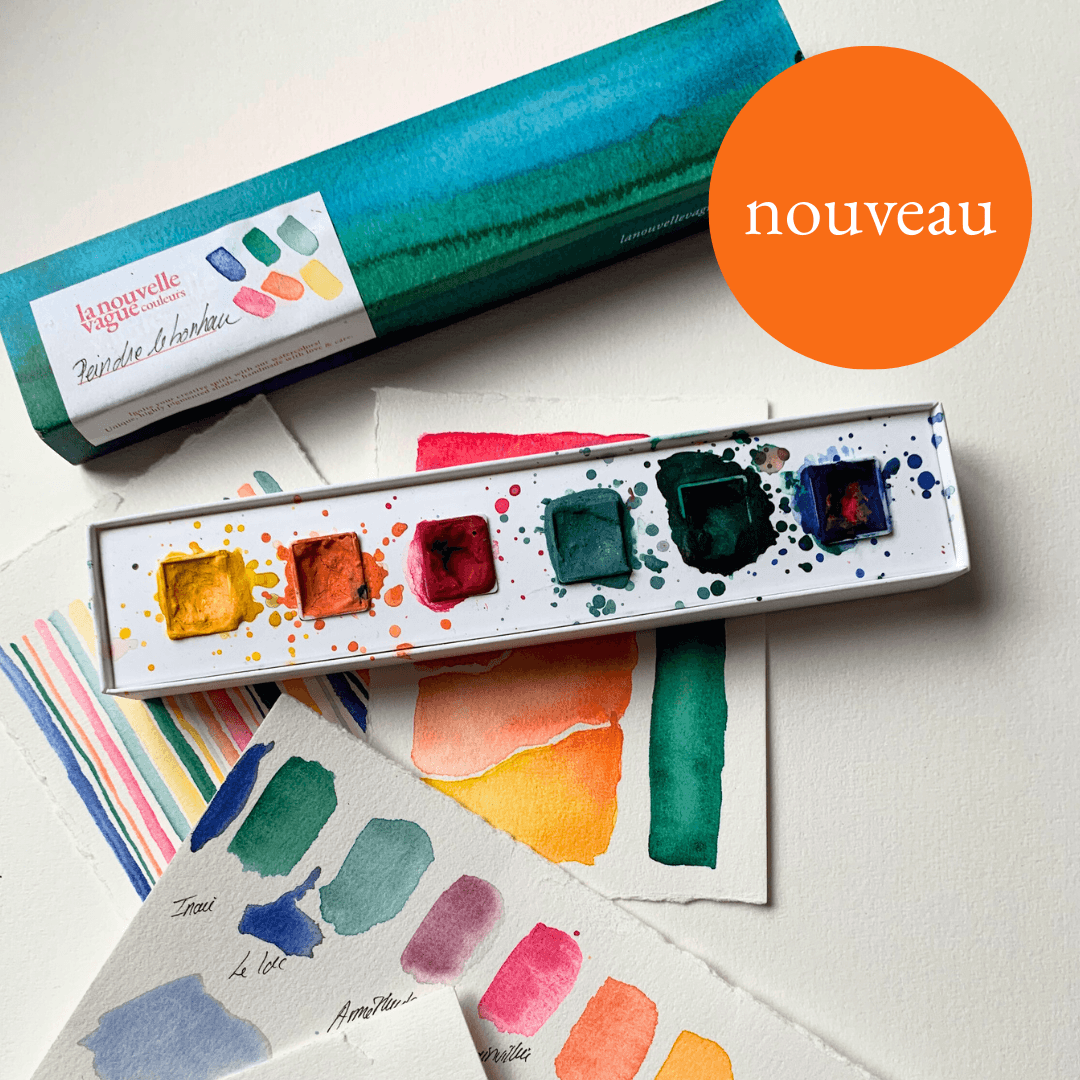 Boîte 6 aquarelles artisanales - Peindre le bonheur