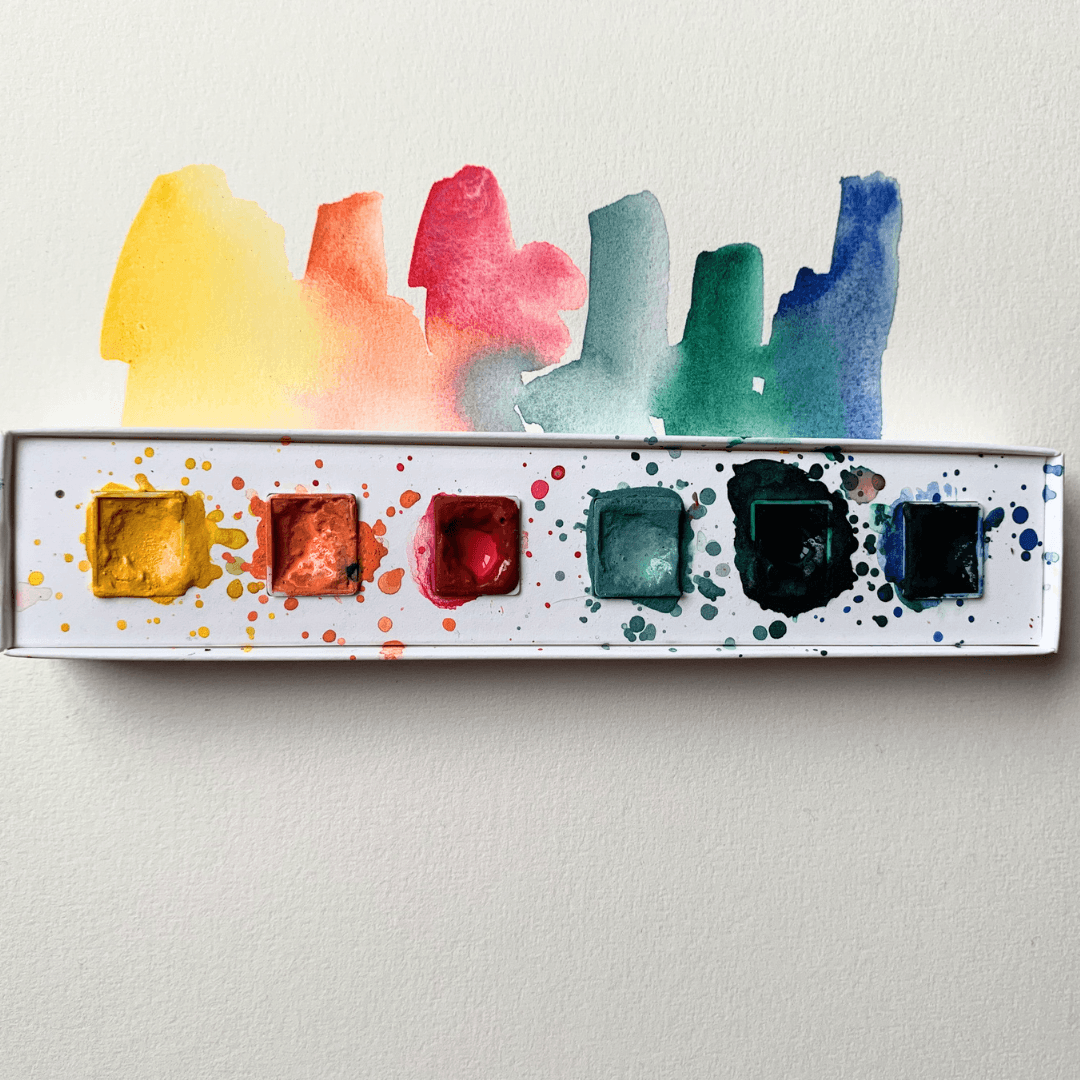 Boîte 6 aquarelles artisanales - Peindre le bonheur
