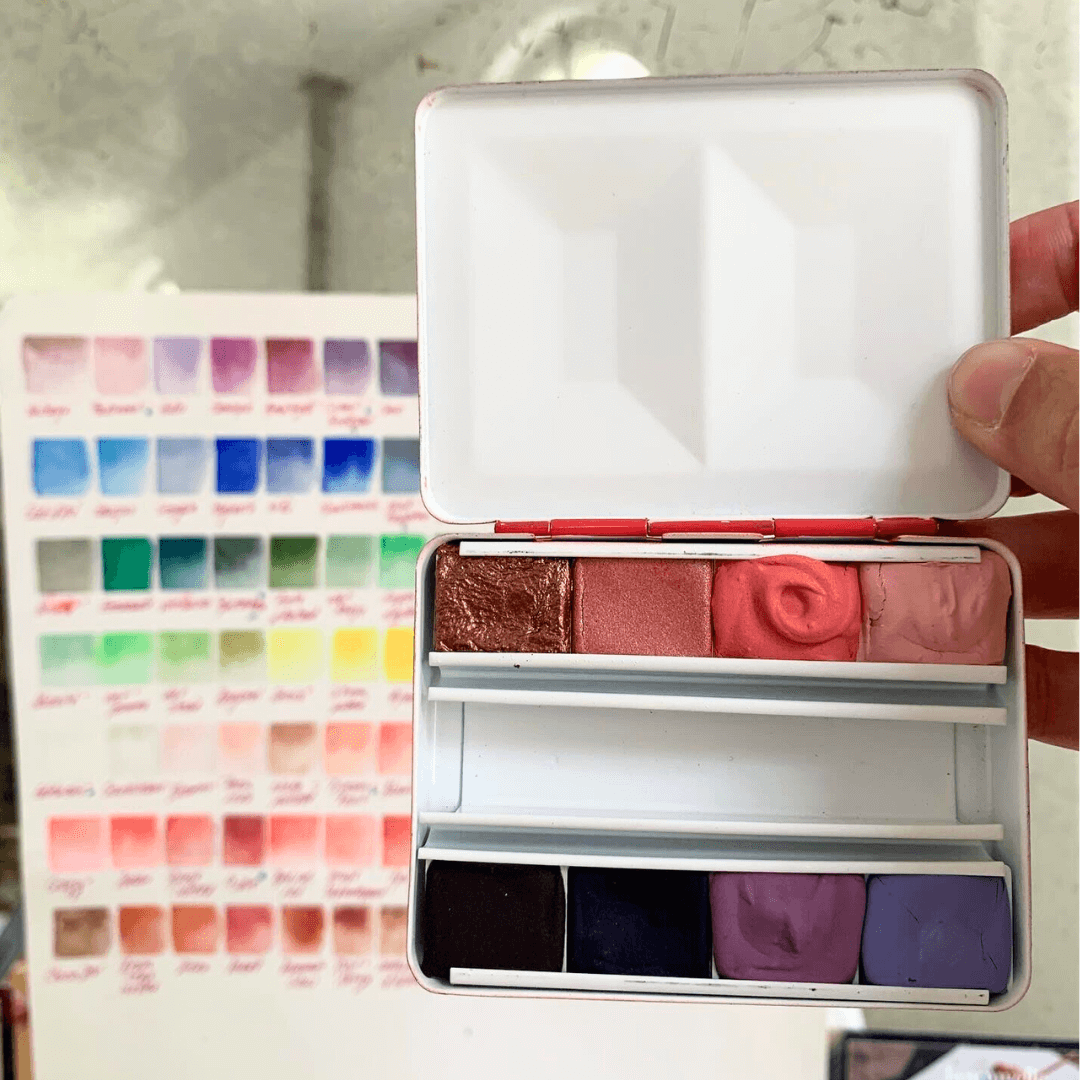 Aquarelle artisanale - la palette Think Pink!