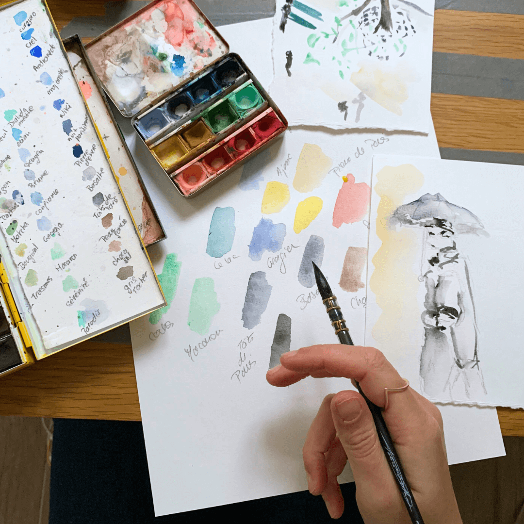 Aquarelle artisanale - La palette de Gustave