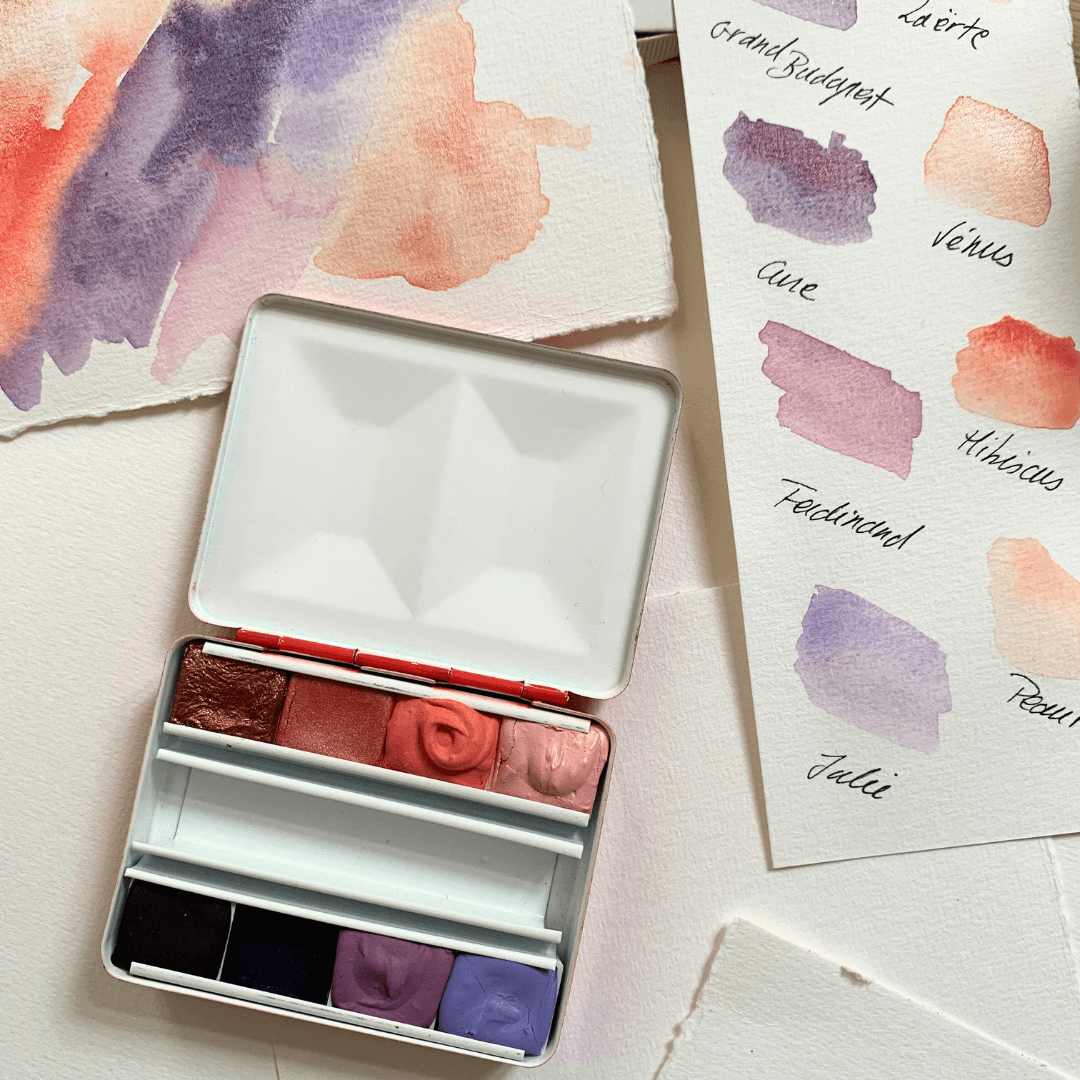 Aquarelle artisanale - la palette Think Pink!