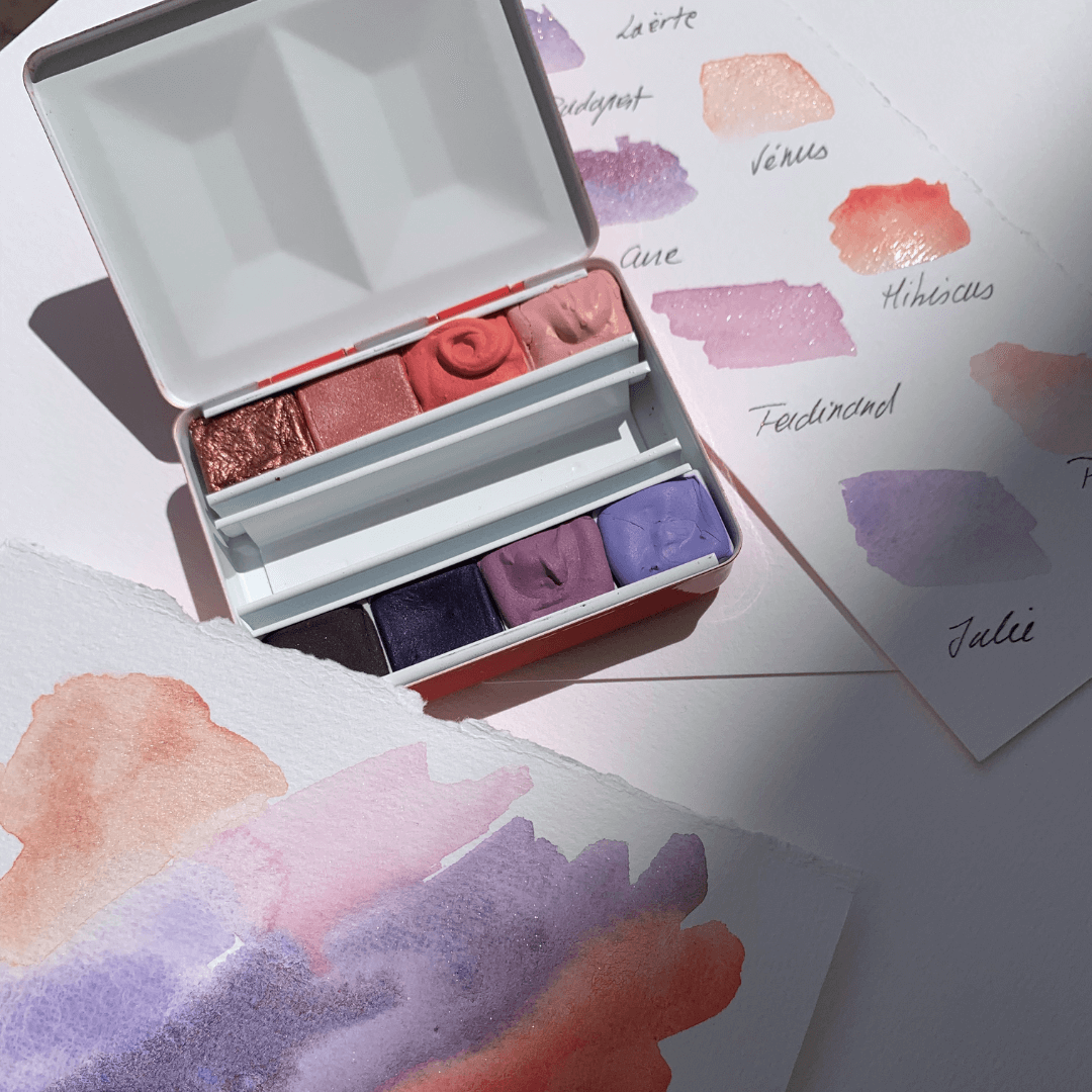 Aquarelle artisanale - la palette Think Pink!
