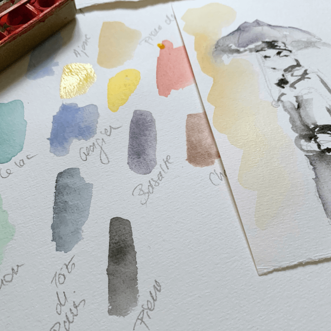 Aquarelle artisanale - La palette de Gustave