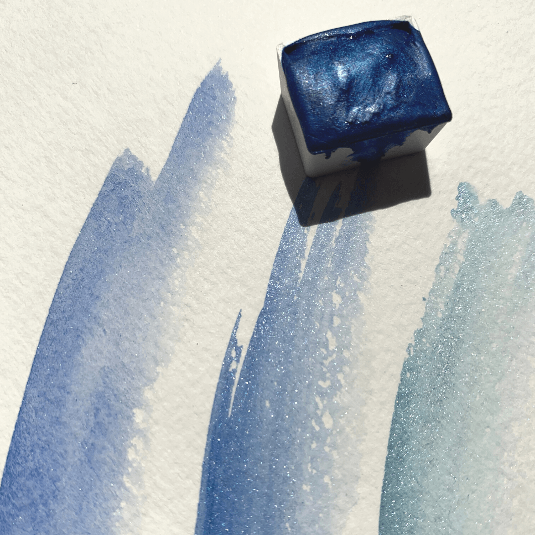 NOUVEAU - Aquarelle à paillettes artisanale - Bleu Quatre cent quatre
